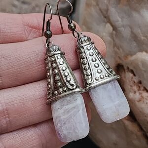 ❤️  Vintage Jewelry Silver Boho Earrings Purple Charoite Stone Ethnic Design